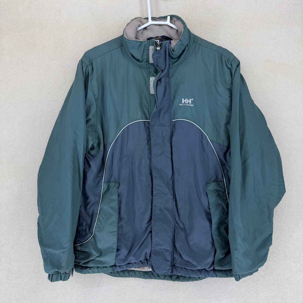 Helly Hansen HH Full Zip Jacket Green Blue Colorblock Mens Size Medium